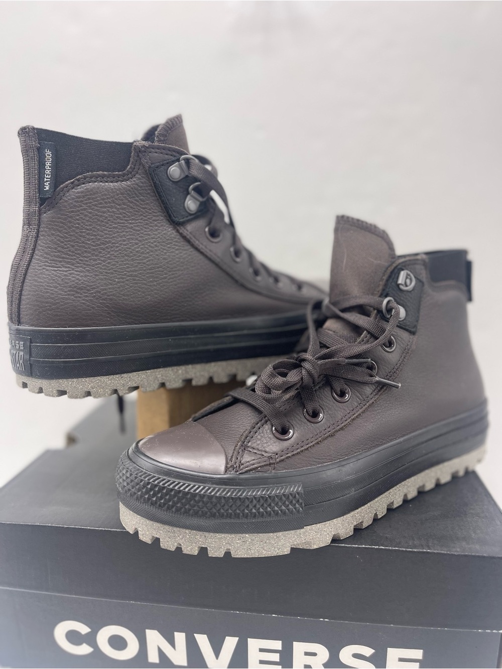 Converse WMNS CTAS CITY TREK WP HI COFFEE NUT/BLACK/SHARKSKIN Boots Cold Weather - Picture 10 of 15